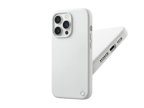 White silicone protective phone case for iphone 15 pro isolated on transparent background