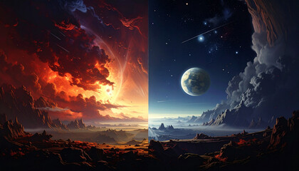 Dual Cosmic Worlds Divided by Light and Shadow