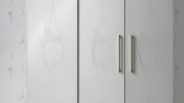 Minimalist modern wardrobe with vertical geometric panel design in neutral interior