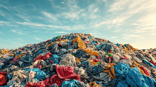 Pile of discarded colorful clothes outdoors