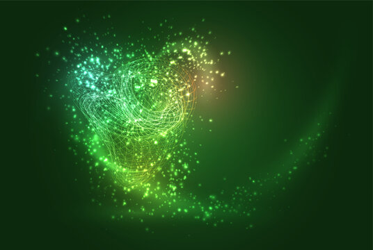 Abstract 3D vector mesh object on a green background