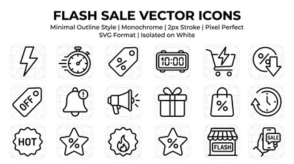 Fototapeta premium Flash Sale and Promotional Shopping Vector Icon Set for E-commerce and Retail Marketing