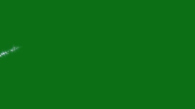 Luxury White Glowing Fairy Dust Glitter Trail with Twinkling Sparkling Stars, Magic Shimmer Particle Line, Elegant Star Burst Transition, Glitter Overlay Animation on Green Screen Background 4K