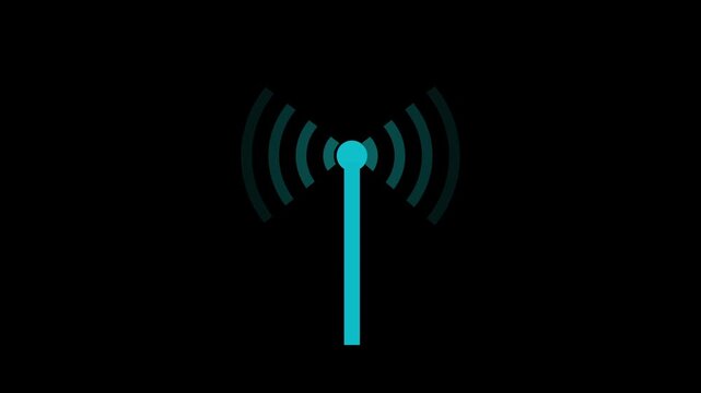 Wireless Technology WIFI hotspot lines Icons. Hotspot icon isolated.  hotspot symbol stroke icon glowing neon animation with black background.