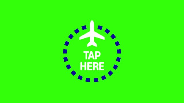 Airplane Tap Here Icon Green Screen