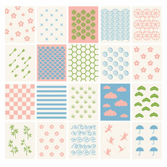Naklejka premium Traditional Japanese Pattern Vector Set