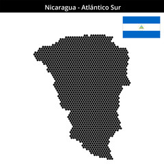Map of Nicaragua region Atlántico-Sur in small hexagonal dots © puruan