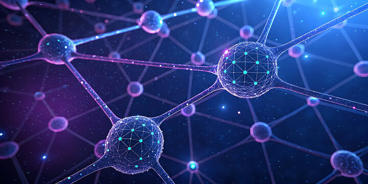 Abstract neural network structure with glowing digital nodes