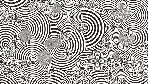 Abstract concentric circles pattern monochrome graphic design