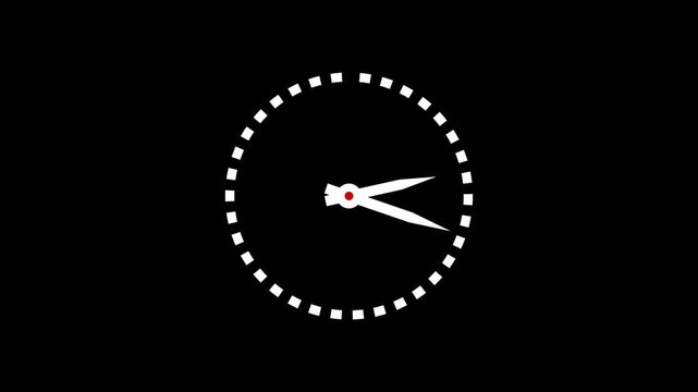 Clock spinning on transparent background with alpha channel. Stopwatch animation. watch animation. Clock icon flat style 24 hours day fast speed with moving timer clock rotation 