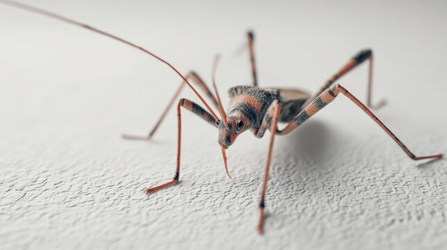 bug crawling on a plain white wall, minimal aesthetic, soft shadows, ultra detailed 8k