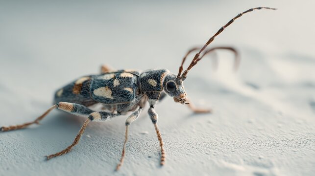 bug crawling on a plain white wall, minimal aesthetic, soft shadows, ultra detailed 8k