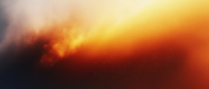 glowing orange and blue cloudscape with warm golden light, scattered sparkling particles, and a moody dreamy atmosphere