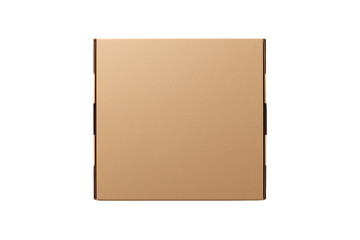 Fototapeta premium Brown closed cardboard delivery box from top view, shipping, packaging, mail, e-commerce, and logistics concept