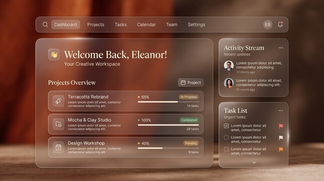 Frosted Glass UI Background with Glassmorphism Effect and Soft Gradient Panels