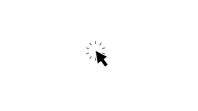 Computer Mouse Cursor Click Icon Animation Loop Black Arrow Pointer Pressing Action Isolated on White Background Motion Graphic