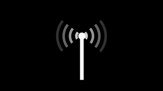 Wireless Technology WIFI hotspot lines Icons. Hotspot icon isolated.  hotspot symbol stroke icon glowing neon animation with black background.