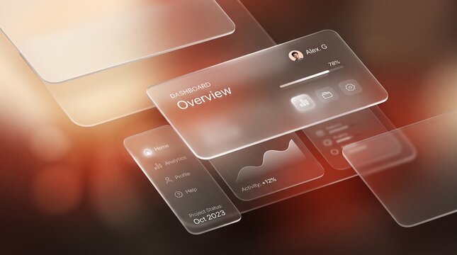Frosted Glass UI Background with Glassmorphism Effect and Soft Gradient Panels