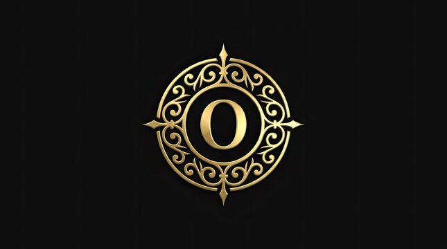 Ornate gold royal letter O emblem.