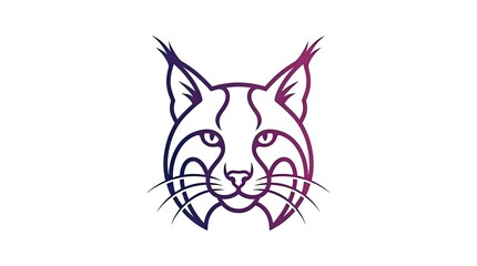 Obraz premium Purple gradient lynx head line art logo.