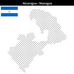 Obraz premium Map of Nicaragua region Managua in small cross shaped dots