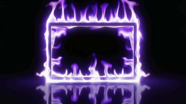 Rectangular frame made of controlled plasma flames  edges flicker inward and outward