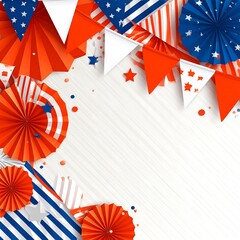 Obraz premium Patriotic Fourth of July Celebration Paper Decorations Background.