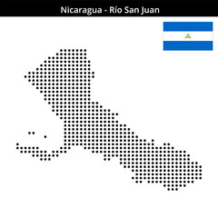 Obraz premium Map of Nicaragua region Río-San-Juan in medium size dots