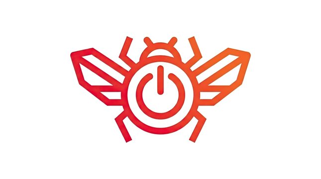 Red bee icon with power button symbol logo