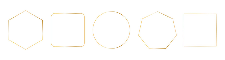 Naklejka na ściany i meble Golden outline thin frames. Vector aesthetic geometric shine luxury minimalist borders for invitations design