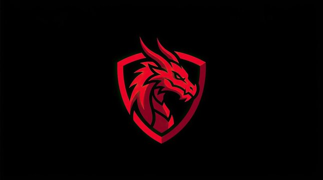 Red dragon head profile inside a shield emblem.