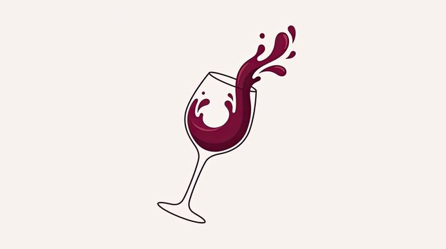 Red wine splashing out of an elegant glass icon.