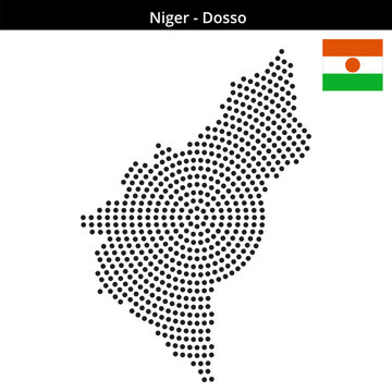 Map of Niger region Dosso in concentric medium dots