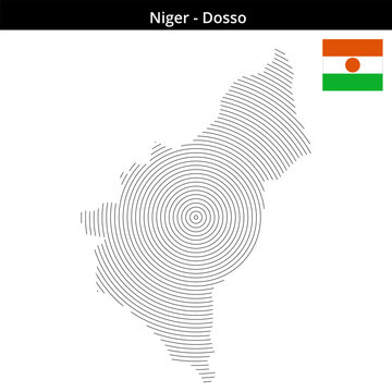 Map of Niger region Dosso in concentric small size outlines