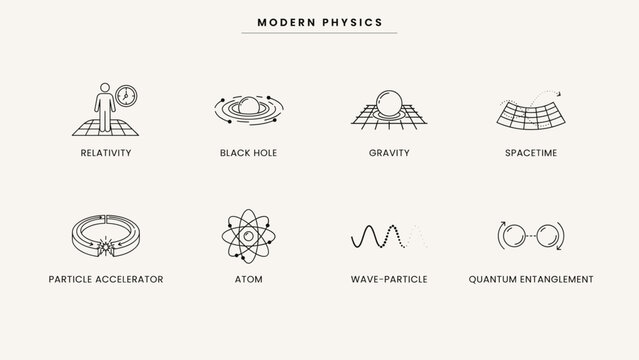Modern physics and particle accelerator icons - Perfect for cosmology blogs, quantum theory platforms, or science hubs.