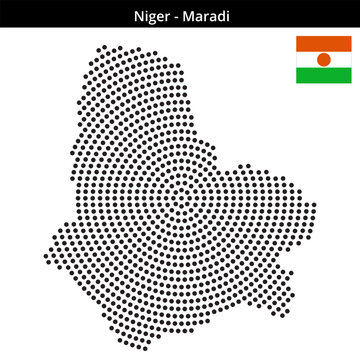 Map of Niger region Maradi in concentric medium dots