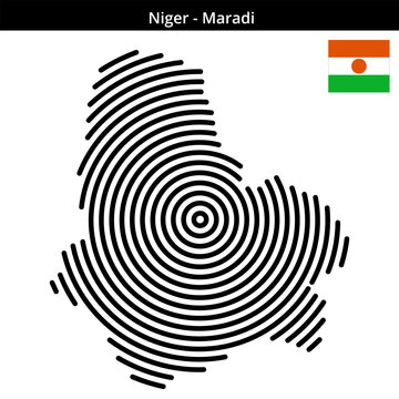 Map of Niger region Maradi in larger concentric lines
