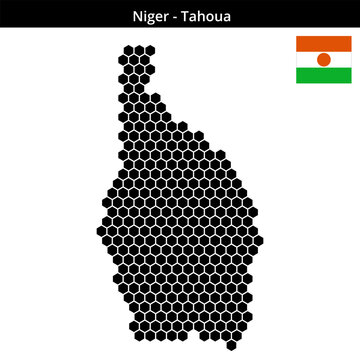 Map of Niger region Tahoua in medium hexagonal dots