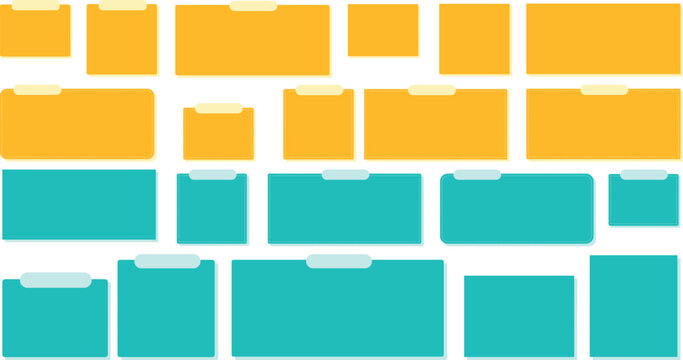 orange teal folder tab frame set, solid color note label template