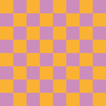 Golden Lavender Large Scale Checkerboard Seamless Pattern in Tonal Yellow and Lavender Colors
