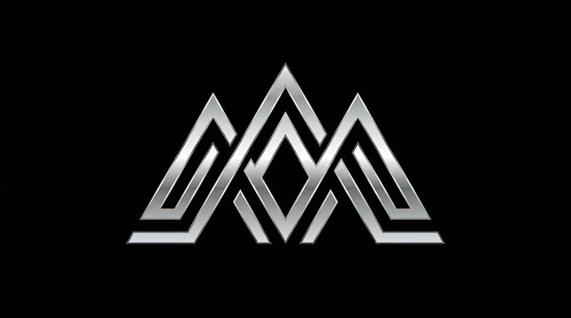 Silver geometric monogram letter M or AM logo
