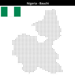 Fototapeta premium Map of Nigeria region Bauchi in small size dots