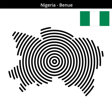 Map of Nigeria region Benue in larger concentric lines