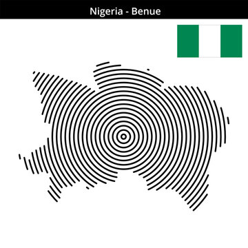 Map of Nigeria region Benue in concentric medium size outlines