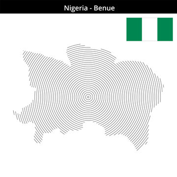Map of Nigeria region Benue in concentric small size outlines