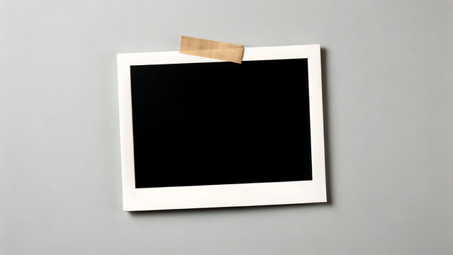Empty white photo frame on neutral background. Minimalist blank picture holder for custom display and decor.