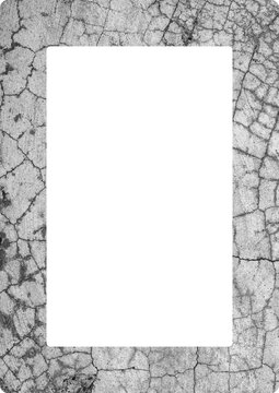 Large cracked concrete frame texture with a transparent background