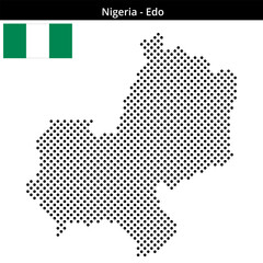 Obraz premium Map of Nigeria region Edo in medium sized cross shaped dots