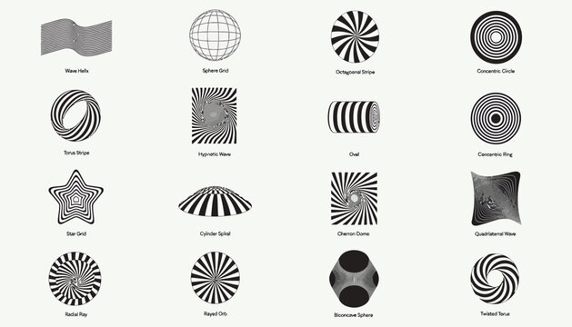 Set of Abstract Geometric Optical Illusions and Patterns