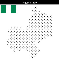 Obraz premium Map of Nigeria region Edo in small cross shaped dots